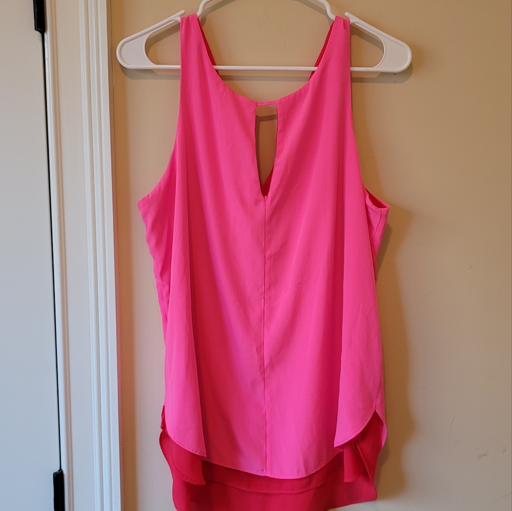 NWOT Express Bright Hot Pink Red Two Tone Tank Top - Picture 1 of 7